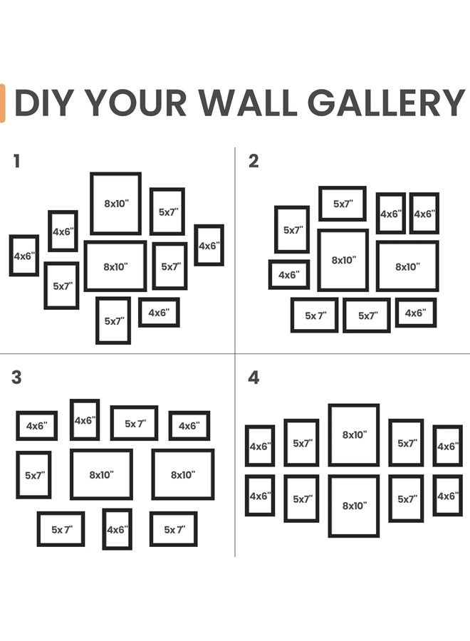 10 Pack Picture Frames Collage Wall Decor with Glass, Gallery Wall Frame Set for Wall Mounting or Tabletop Display, Multi Sizes Including 8x10, 5x7, 4x6 Family Photo Frames (White) - Image 3